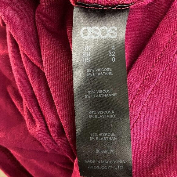 Asos Dress Scrunched‎ Viscose Elastane Raspberry St - Picture 5 of 6